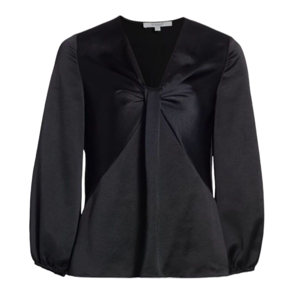 DEREK LAM‎ 10 CROSBY Black Cailyn Twist Front Satin Blouse 6 New